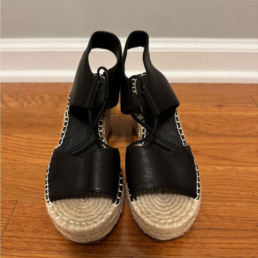 Eileen Fisher Black Espadrille Wedge Sandals